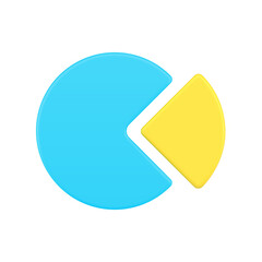 Realistic pareto pie chart 3d icon. Blue circle is 80 percent business achievement