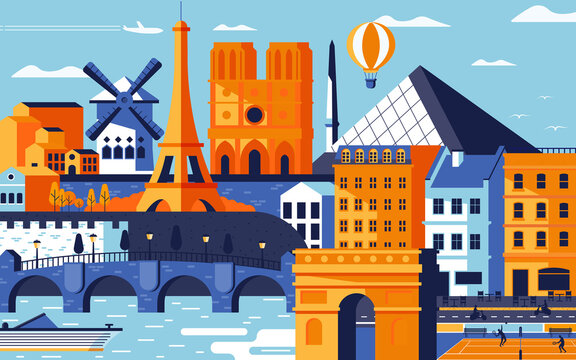 Flat Modern design Illustration of Paris