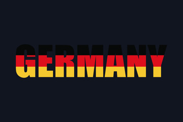 Fototapeta na wymiar Germany text, isolated on dark background, vector illustration. Country flag. Country name text lettering with flag illustration. Country word with flag design. 