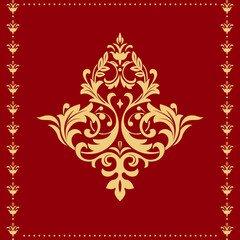 Damask graphic ornament. Floral design element. Gold vector pattern