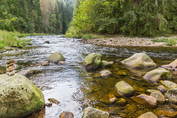 Boulders in the stream near Srni in the Sumava mountains, Czech Republic