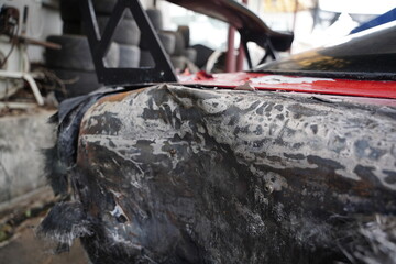 Car burned from accident