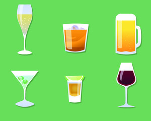 set of alcoholic drinks