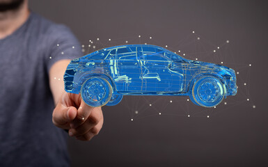 Wireframe rendering of autonomous electric car