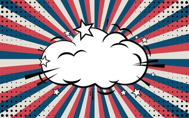 Abstract vintage sunlight background with a cloud in the center. Carnival circus style for circling animation. Star burst sun beam vector illustration