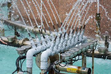water installation at the artesian well in Cluj, Romania, August, 2021