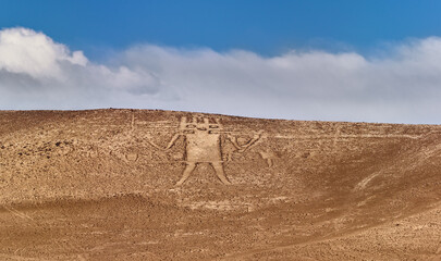 The Atacama Giant, a famous geoglyph on a hill in the Atacama desert in north Chile
