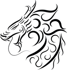 Creative Chinese dragon vector icon. Angry dragon simple tattoo tribal.	
