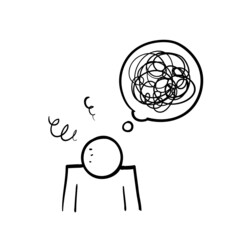 hand drawn doodle complicated mind and mental disorder icon illustration vector
