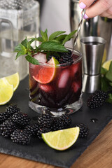 Refreshing  cocktail Blackberry mojito