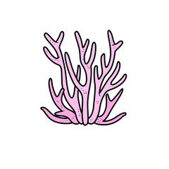 Tall long thin coral  color variation for coloring page isolated on white background