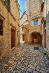 Fototapeta na wymiar Travel, Croatia beautiful town of Trogir, fragments of architecture
