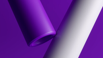 Abstract geometric 4k background with levitation 3D tube objects and purple background
