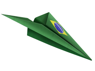 3d illustration of a paper airplane with the flag