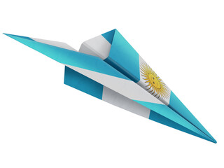 3d illustration of a paper airplane with the flag