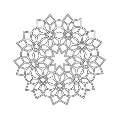Floral Straight Lined Mandala. Trendy Tattoo Template. Coloring Pages.