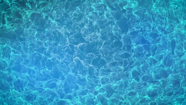 Sea or ocean water 3d animation. 4k tropical or pool water surface motion design. Shining clean blue liquid motion pattern. Summertime travel concept, summer aqua rippling texture