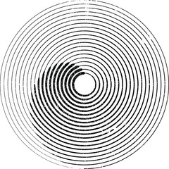 Grunge circle logo with speed lines. Unusual icon Design .Background texture with vector spiral stripes .Geometric shape.