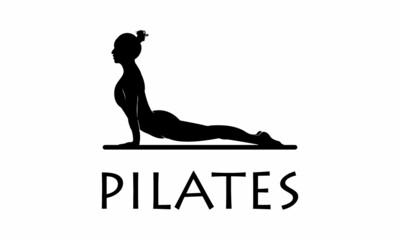 Sitting Pilates Woman Silhouette logo vector