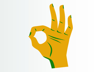 Okay gesture using thumb and index finger. Retro sketch style vector illustration.