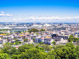 Fototapeta premium 青空が広がる郊外の住宅地 東京