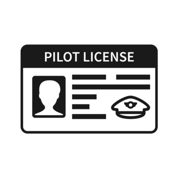 Pilot license glyph icon. Clipart image isolated on white background