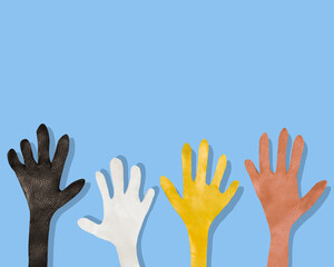 Fototapeta premium plasticine 3d illustration. Friendship of peoples, different nationalities, concept,