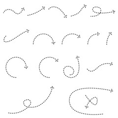 Set of black curved dotted arrows vector stock illustration