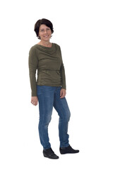 front view of a woman on white background