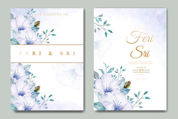 elegant floral leaves watercolor wedding invitation card template