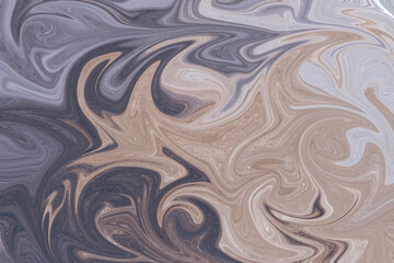 Background liquid marble of light shades with gold accents. Fluid art. Art, 3d. Mixed oil paints