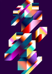 Isometric cubes with bright line gradients.