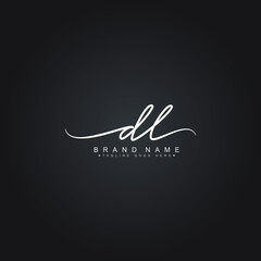 Initial Letter DL Logo - Handwritten Signature Style Logo - obrazy, fototapety, plakaty