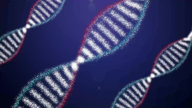 3d DNA Structure motion design. Animated DNA spiral. Human genome comcept, life origin, genetic and microbiological lab research. Science video motion backdrop. Medical innovation background