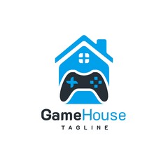 Game House Logo. With game controller or joystick and house icon. Simple, minimalist, and premium logo template © Aloysius