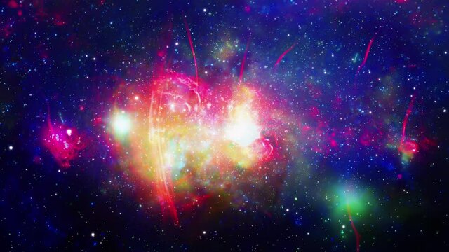 Space flight into a star field realistic galaxy milky way center animation background. 4K 3D traveling in milky way space. Abstract Sci-fi Video with Space, Galaxies, Nebulae, stars based on NASA imag
