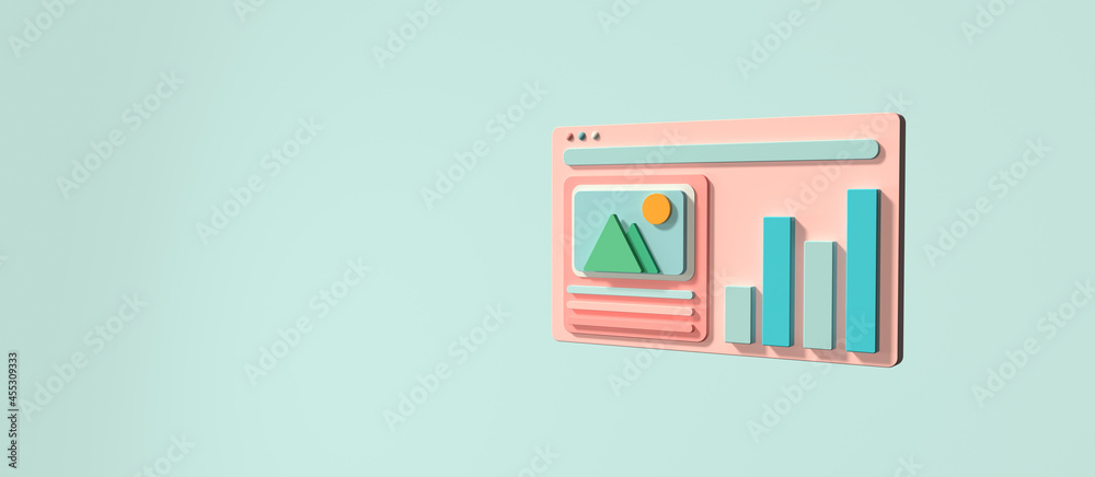 Poster interface of computer screen - 3d render