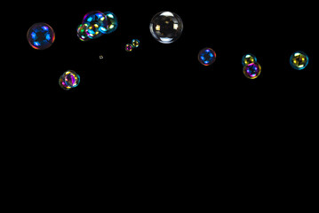 Soap bubbles isolated on a black background