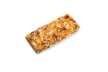 Bar with mix of nuts isolated on a white background.