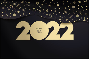 Happy New Year 2022 greeting card. Vector illustration concept for background, greeting card, party invitation card, website banner, social media banner, marketing material.