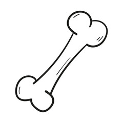 Hand drawn skeleton bone icon in doodle style isolated