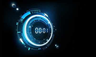 Abstract Futuristic Technology Background with Digital number timer concept and countdown, vector illustration