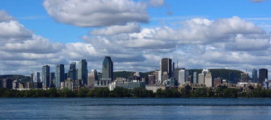 Skyline of Montreal from across the St Lawrence River