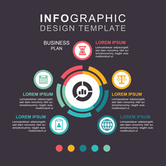 Obraz premium Infographic business management with circle shape