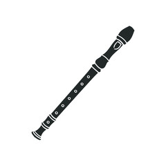 Flute Instrument Icon Silhouette Illustration. Music School Vector Graphic Pictogram Symbol Clip Art. Doodle Sketch Black Sign.