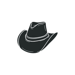 Cowboy Hat Icon Silhouette Illustration. American Western Cap Vector Graphic Pictogram Symbol Clip Art. Doodle Sketch Black Sign.
