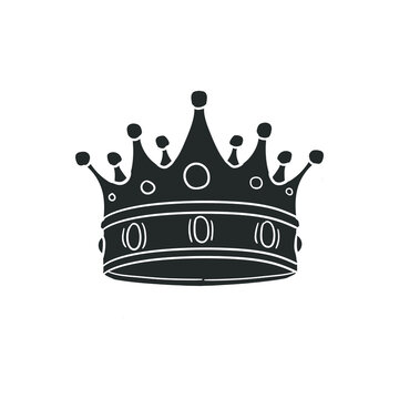 King Crown Icon Silhouette Illustration. Medieval Vector Graphic Pictogram Symbol Clip Art. Doodle Sketch Black Sign.