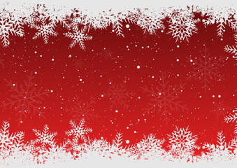 Snowflake background in red and white color. Vector illustration