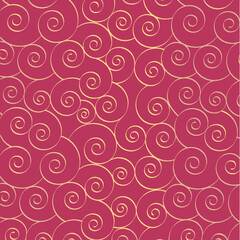 Yellow swirl on pink pattern background. Vector illustration