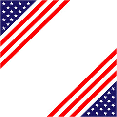 American flag symbols patriotic background frame border corner with empty space for your text.